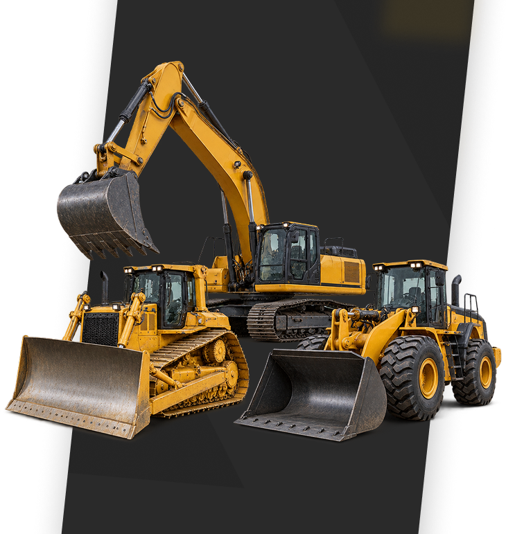 Excavator, bulldozer, and wheel loader